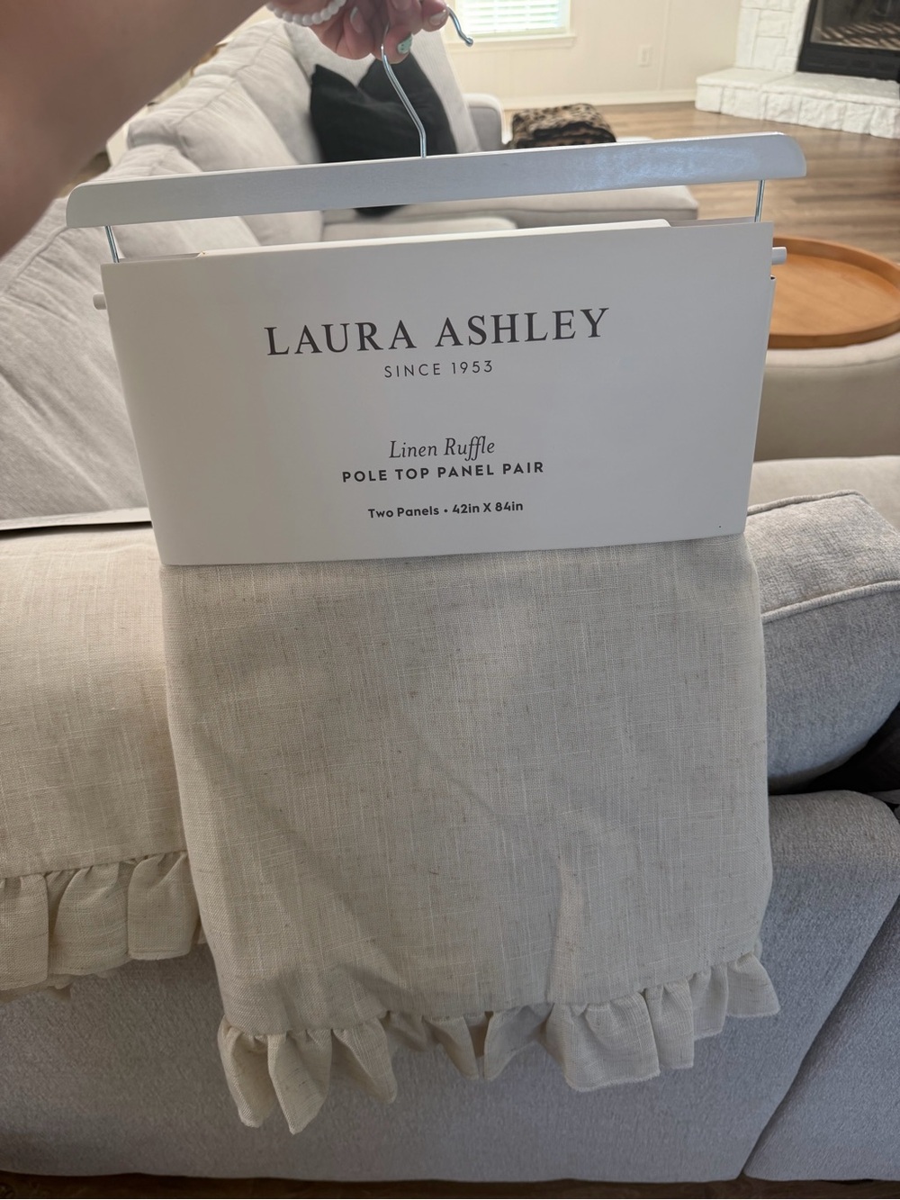 Laura Ashley Linen Ruffle curtains  in Natural Beige